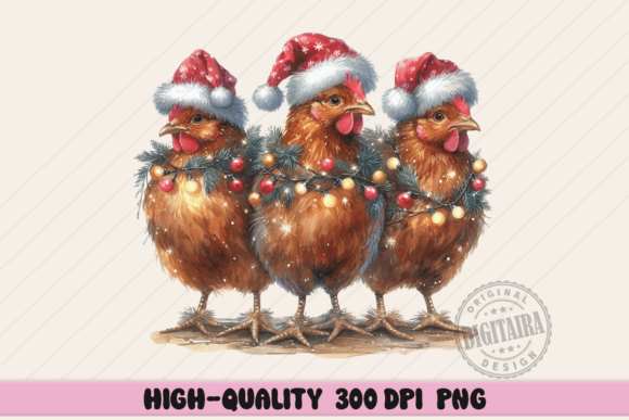 Chicken Christmas Coquette Png Illustrations