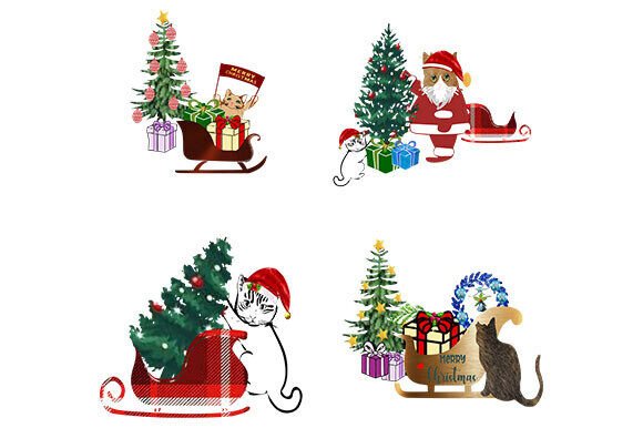Christmas Cats & Sleigh Illustrations Review