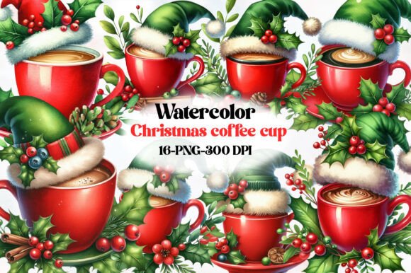 Christmas Coffee Cup Clipart: Festive Illustrations