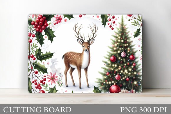 Christmas Deer Cutting Board Design: Festive Illustrations