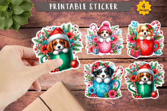 Christmas Dog Stickers: Festive Illustrations