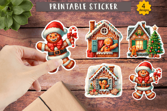 Christmas Gingerbread Gift Stickers: Sweet Illustrations