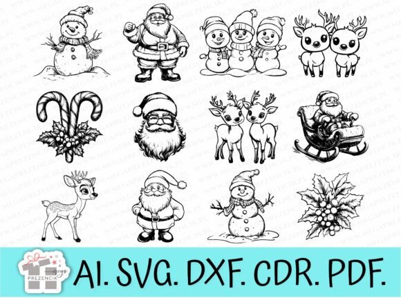 Christmas Graphics for Engraving Svg: Illustrations