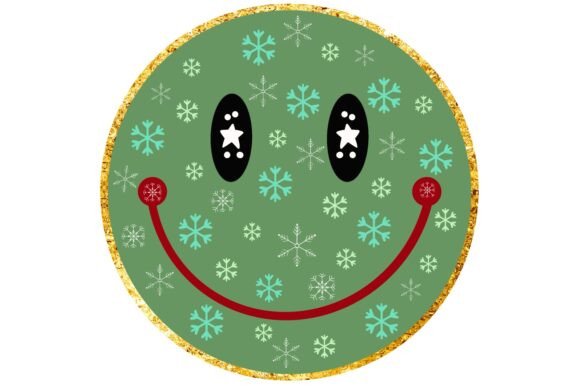 Christmas Groovy Retro Smile Face Illustrations