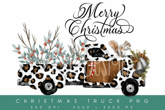 Christmas Pickup Truck Sublimation: Festive Illustrations
