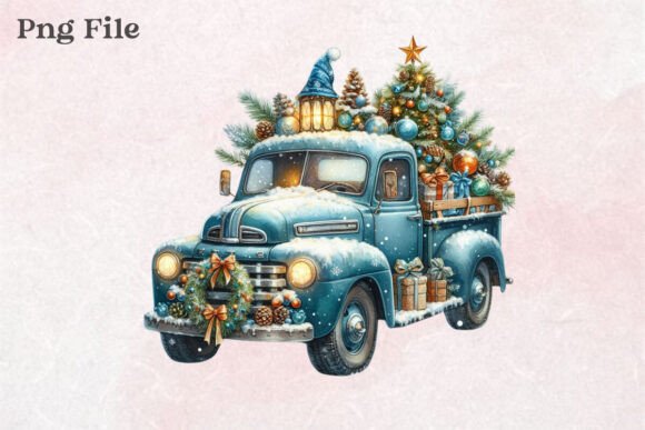 Christmas Snow Truck Clipart PNG for Illustrations