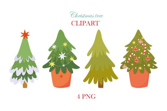 Christmas Tree Clipart. Pine Tree Illustrations