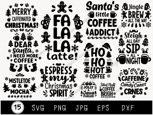 Funny Coffee Christmas SVG Bundle: Festive Illustrations
