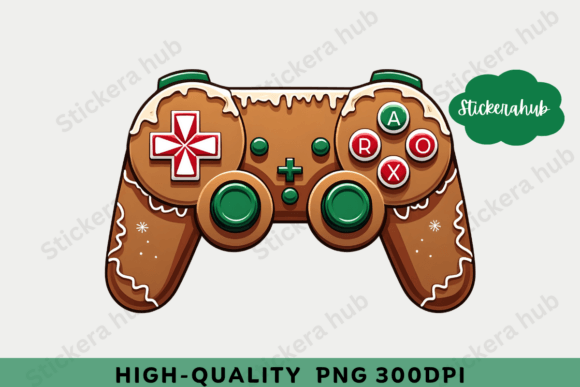 Gingerbread Christmas Gaming Controller Illustrations
