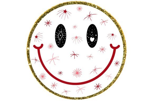 Groovy Retro Star Christmas Smile Face Illustrations