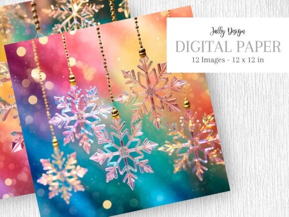 Iridescent Glass Snowflakes: Premium Illustrations