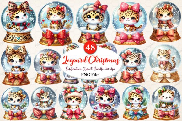 Leopard Print Christmas Clipart Bundle: Bold Illustrations