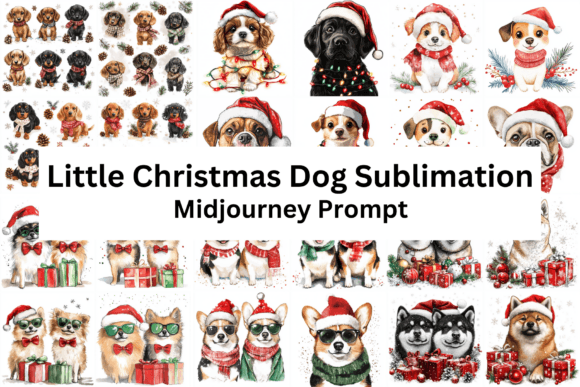 Little Christmas Dogs Sublimation Illustrations