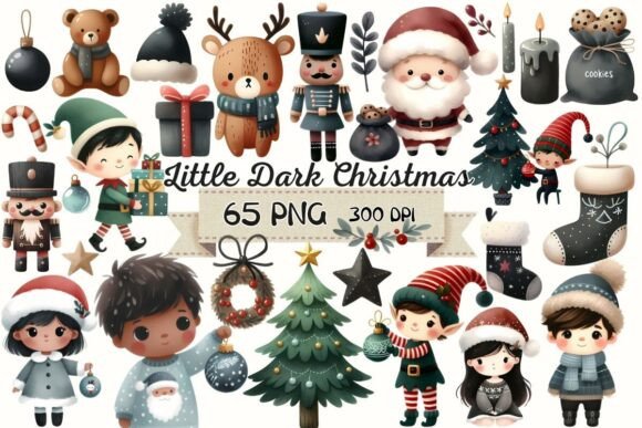 My First Little Dark Christmas Cliparts: Illustrations