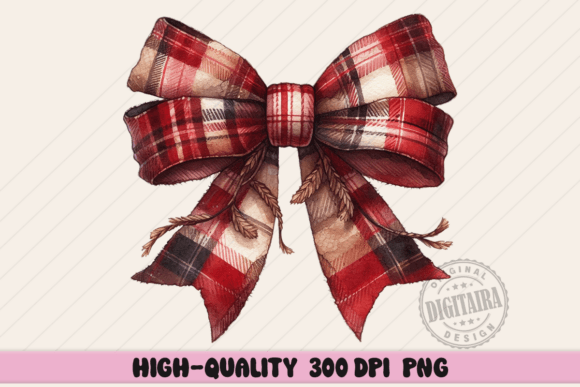 Plaid Red Coquette Bow Png, Christmas Png Review