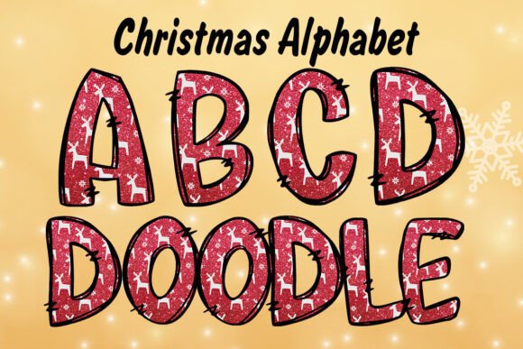 Red Glitter Christmas Alphabet Png Illustrations