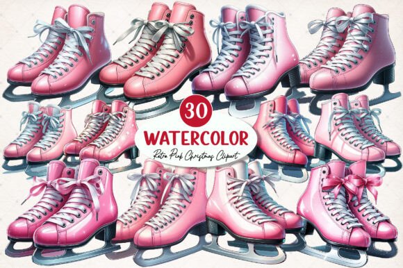Retro Pink Christmas Clipart & Illustrations
