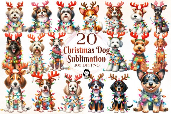 Reviewing Christmas Dog Sublimation Clipart Part 8 Illustrations