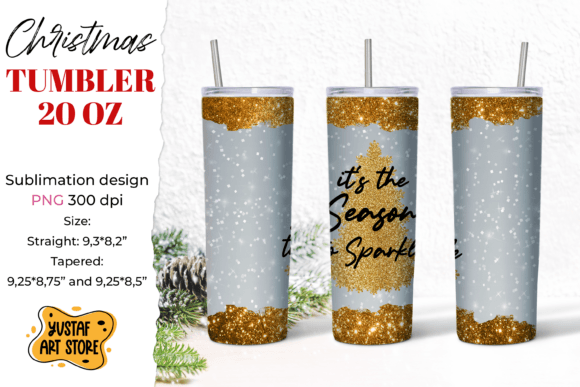 Sparkle Christmas Tumbler Wraps: Festive Illustrations