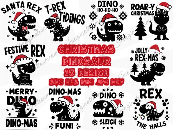 T-Rex Christmas SVG: Illustrations for Sellers