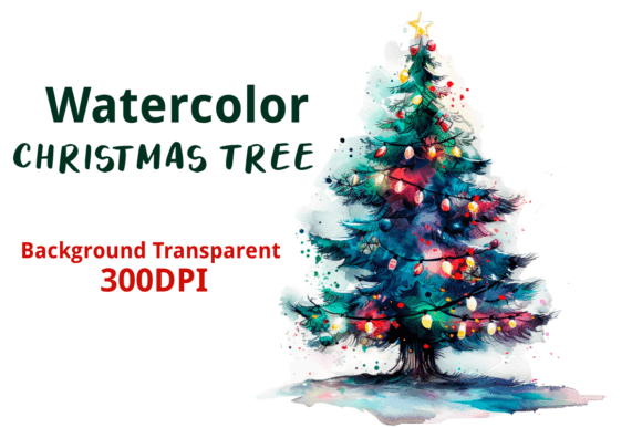 Watercolor Christmas Tree 22: Festive Illustrations