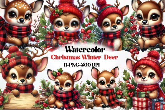 Winter Deer Clipart: Premium Illustrations